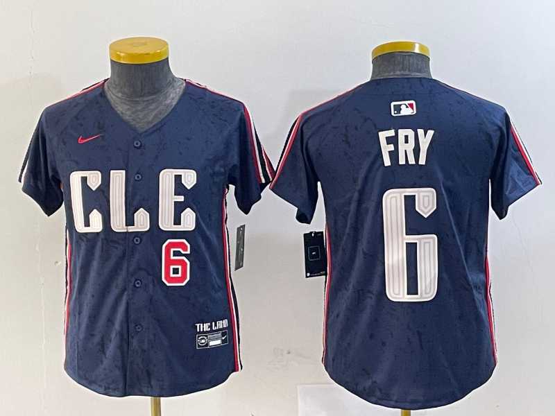 Youth Cleveland Guardians #6 David Fry Navy 2024 City Connect Limited Stitched Jerseys->mlb youth jerseys->MLB Jersey